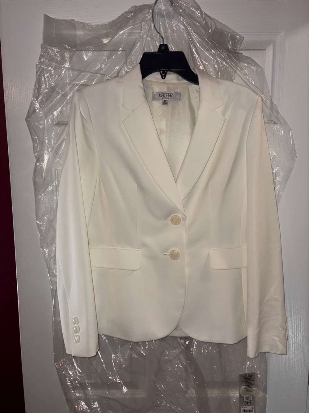 Kasper Cream Notch Lapel Two-Button Blazer